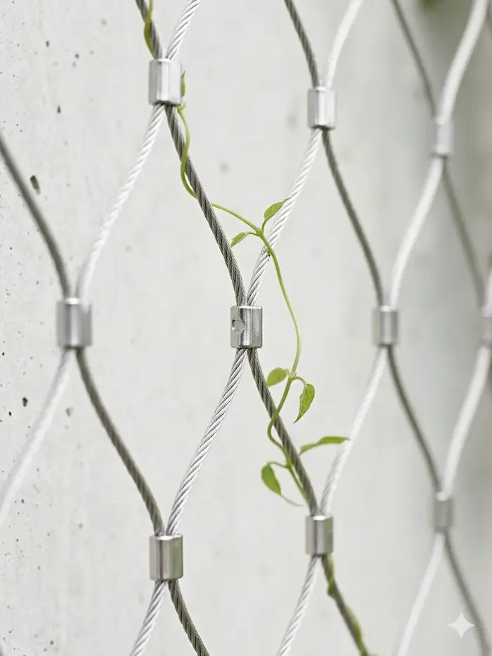 Filet inox maille losange pour végétalisation de façade